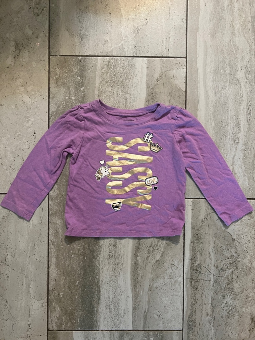 The Children's Place Purple Long-Sleeve Tee with Gold 'SASSY' Graphic